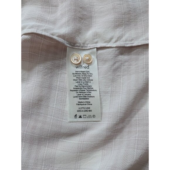 Aritzia Wilfred Shirt Women L Plaid Buttons Silk LS Stepped Hem Lightweight Boho - Picture 12 of 16